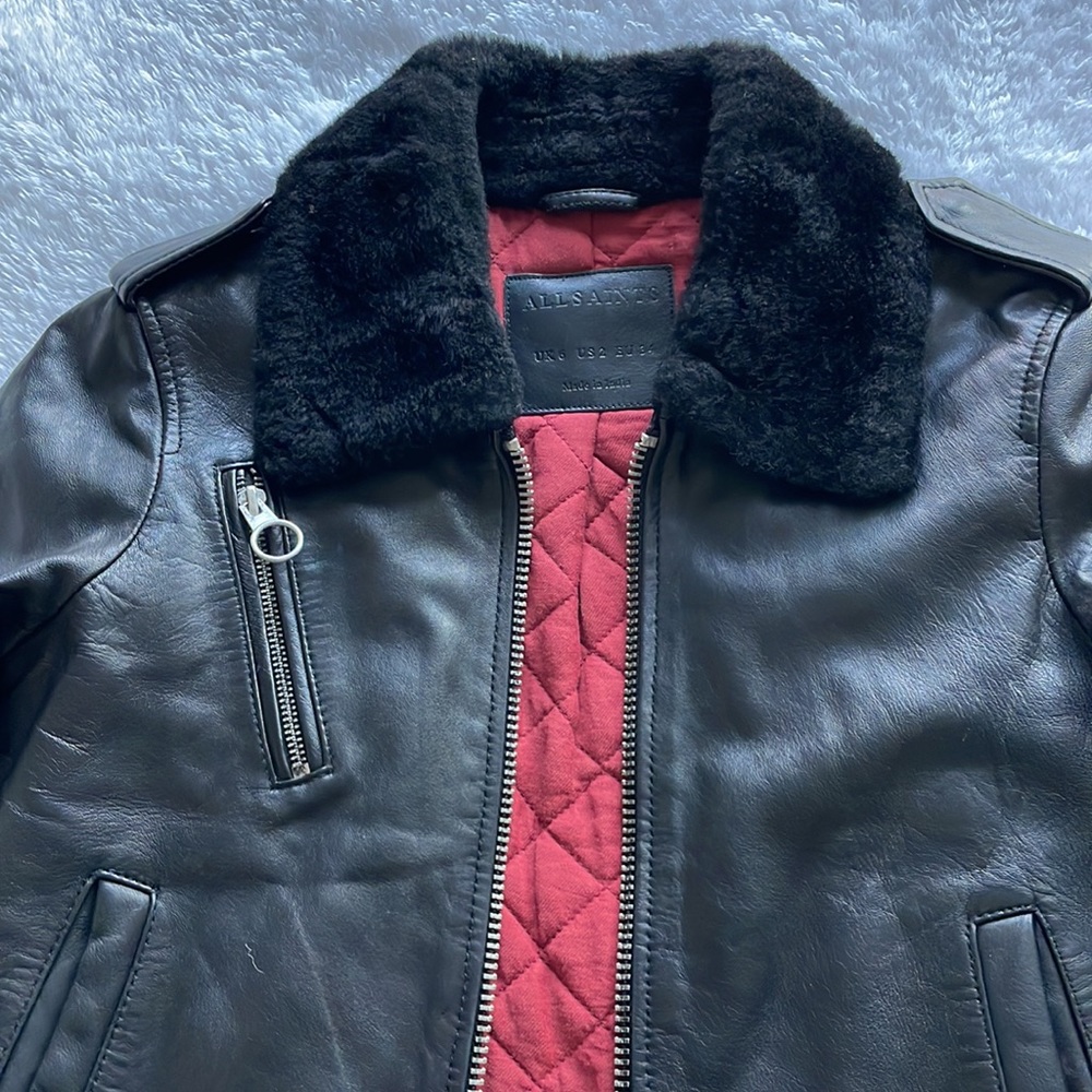 ALL SAINTS Carpen Bomber Jacket Size US 2 - Picture 3 of 9